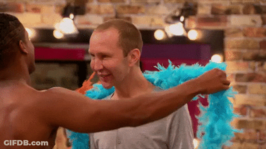 Chad Michaels Wearing Feathers GIF