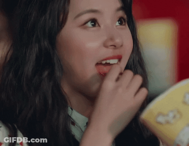 Chaeyoung Eating Popcorn In A Movie GIF