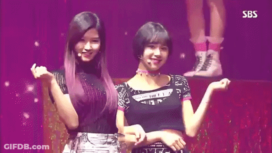 Chaeyoung Posing With Sana GIF