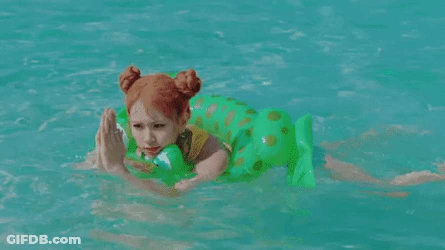 Chaeyoung Swimming In Pool With Floater GIF