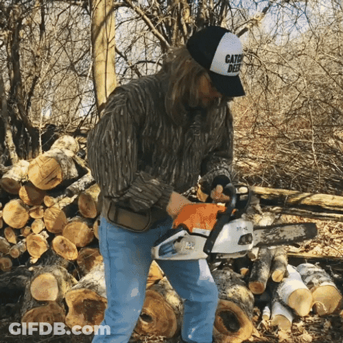Chainsaw Epic Fail Oak Wood GIF