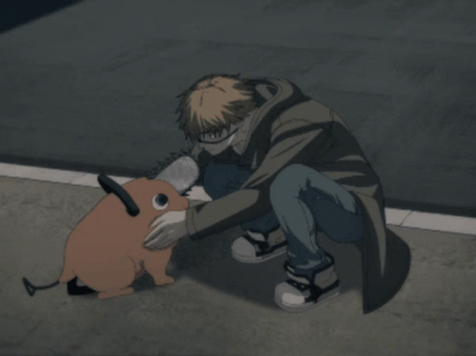 Chainsaw Man Denji Petting Pochita GIF