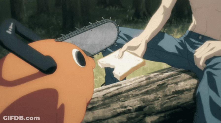 Chainsaw Man Pochita Eating Bread GIF