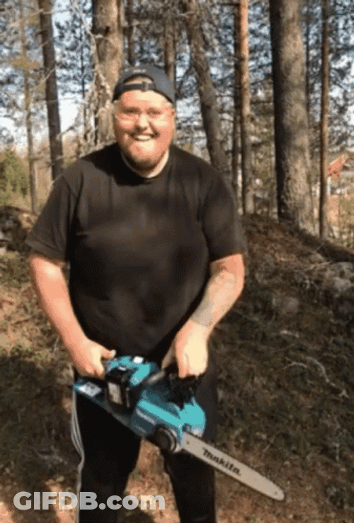 Chainsaw Tool Forest Pine Trees GIF