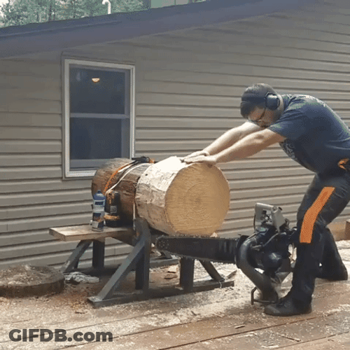 Chainsaw Woodcutting Tool House GIF