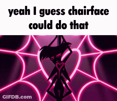 Chairface With Spider Web Background GIF