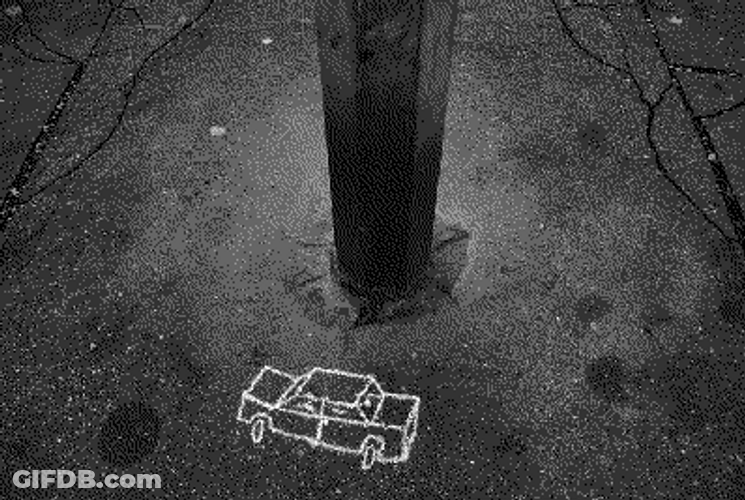 Chalk Drawing Car Circling The Post GIF