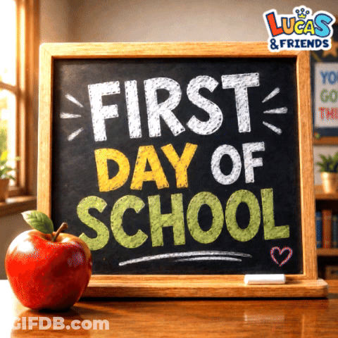 Chalkboard Saying First Day Of School GIF