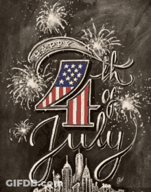 Chalkboard Saying Happy 4Th Of July GIF