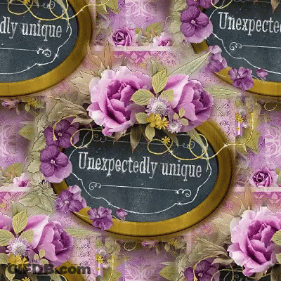Chalkboard Saying Unexpectedly Unique With Purple Flowers GIF