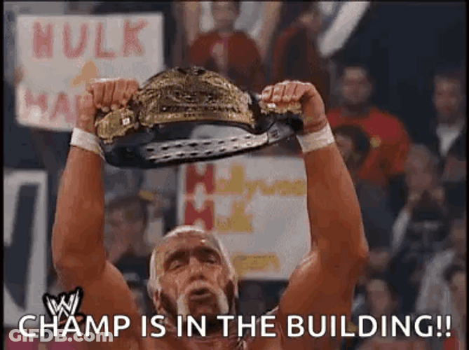 Champ Is Here Hulk Hogan Lifting Belt GIF