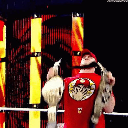 Champ Is Here John Cena Lifting Two Belts GIF