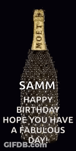 Champagne Bottle Saying Happy Birthday GIF