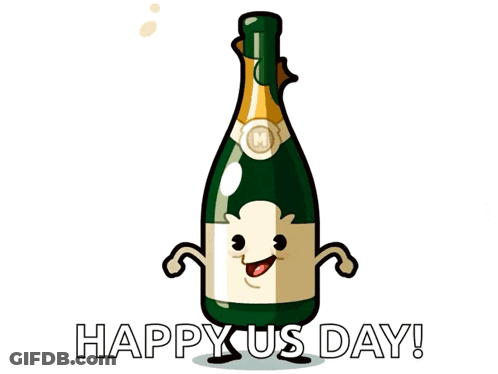 Champagne Bottle With Arms And Legs Happy US Day GIF