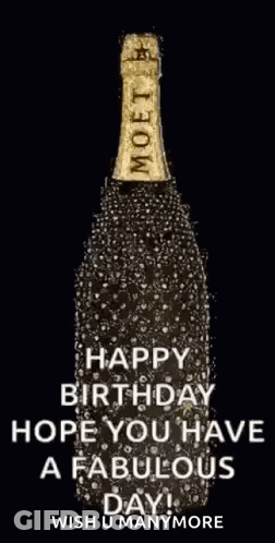 Champagne Bottle With Bubbles Happy Birthday GIF