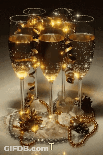 Champagne Bottle With Happy Birthday Message GIF
