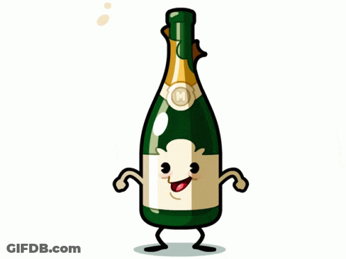 Champagne Bottle With M Label GIF