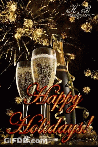 Champagne Bottle With Two Glasses GIF