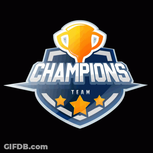 Champions Team Logo With Trophy Stars GIF