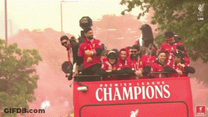 Champions Word On Red Bus GIF