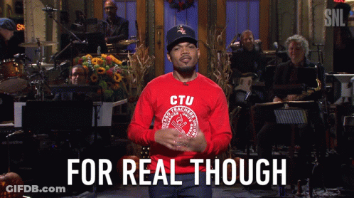 Chance The Rapper Is Wearing A Red Shirt That Says ' Ctu ' On It GIF