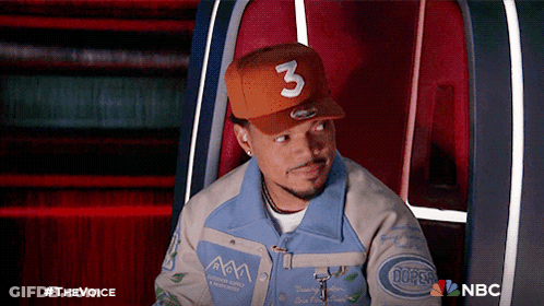 Chance The Rapper Wearing An Orange Hat With The Number 3 On It GIF