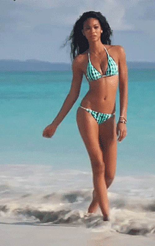 Chanel Iman Beach Catwalk GIF