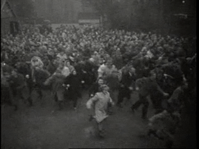 Chaos Crowd People Running Black And White GIF