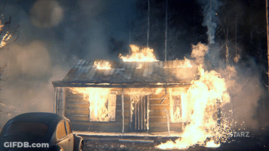 Chaos Fire Explosion Cabin Ash Vs Evil Dead GIF