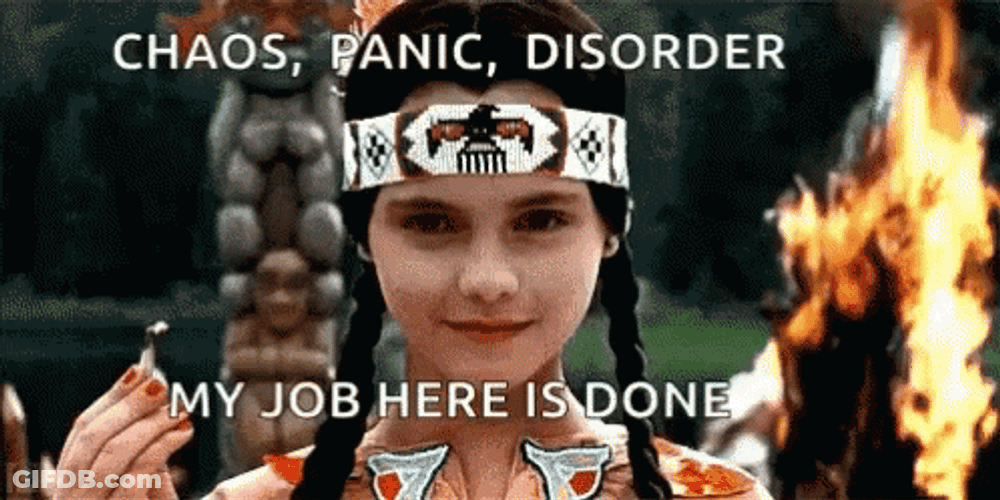Chaos Panic Smug Christina Ricci Addams Family GIF