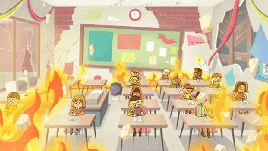 Chaotic And Burning Classroom GIF