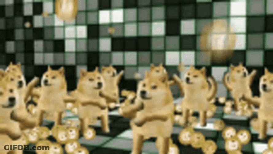 Chaotic Group Of Dancing Doge GIF