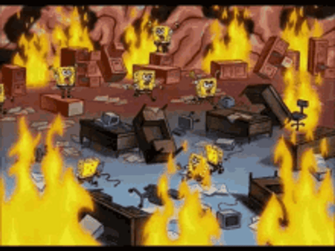 Chaotic Spongebob Brain On Fire Situation GIF