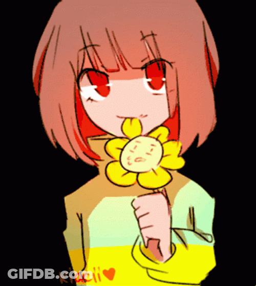 Chara Biting Flower GIF