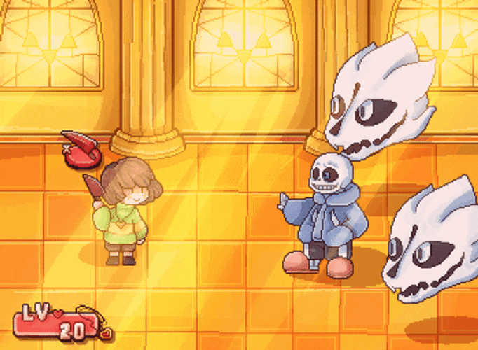 Chara Vs Sans Pixel Art Animation GIF