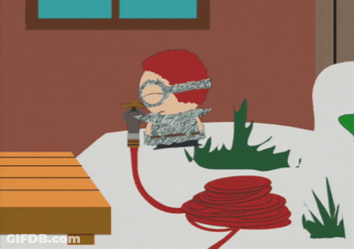 Character Of South Park Turning On Fire Hose GIF