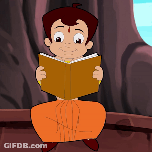 Character Reading Book While Sitting On Bench GIF