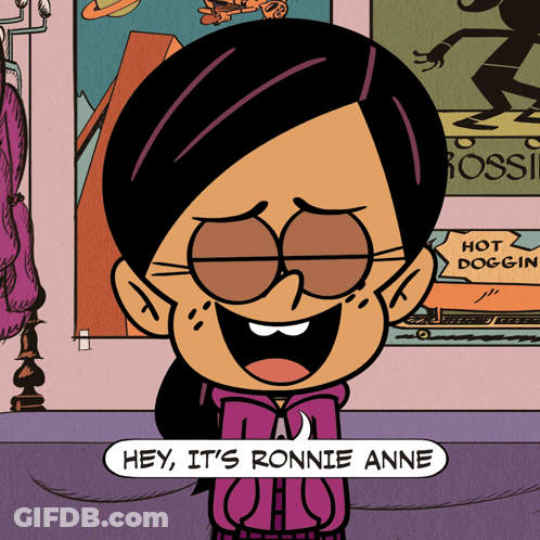 Character Says Hey It's Ronnie Anne Hot Doggin Sign GIF