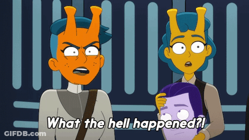 Character What The Hell Happened Holding Purple Mask GIF