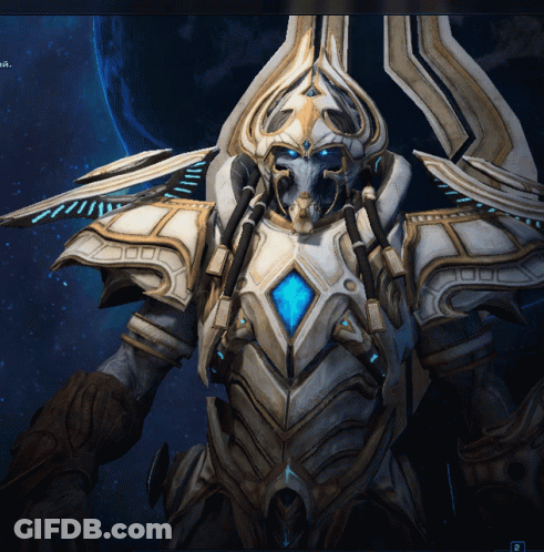 Character With Blue Diamond In Chest GIF