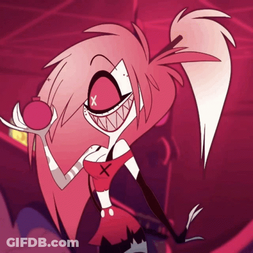 Character With X On Eye Holding Pink Object GIF