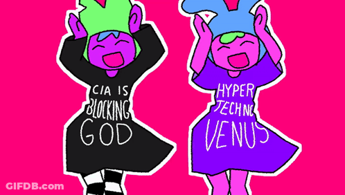 Characters CIA Blocking God Hyper Techno Venus Shirts GIF