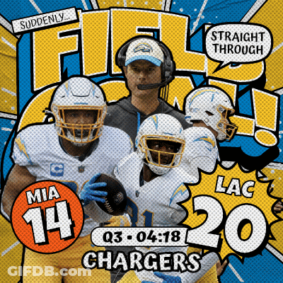 Chargers Players Mia 14 And Lac 20 Holding Football GIF