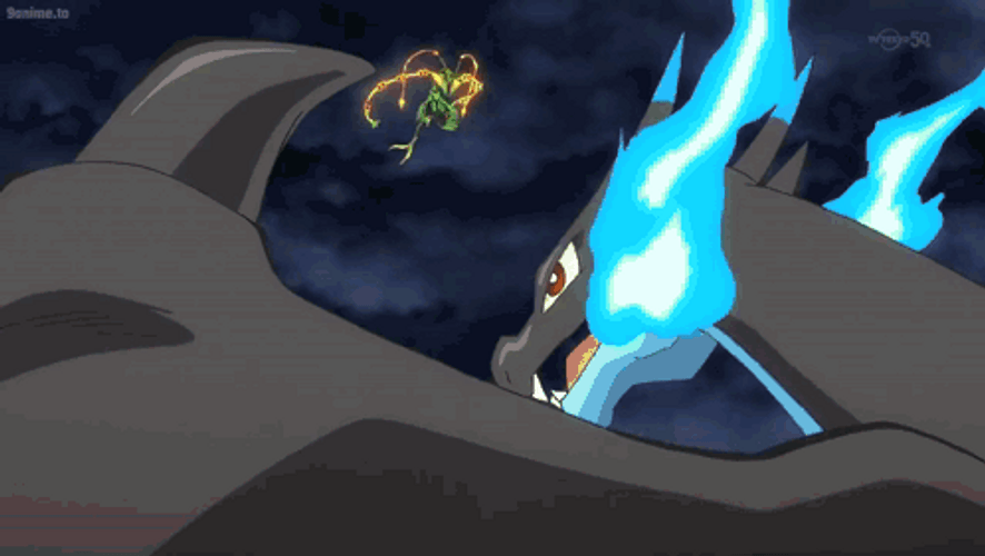 Charizard Versus Rayquaza Legendary Pokemon GIF