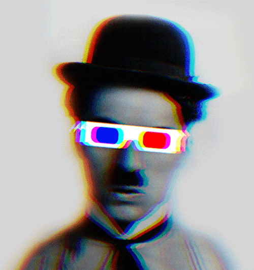 Charles Chaplin 3D Glasses GIF