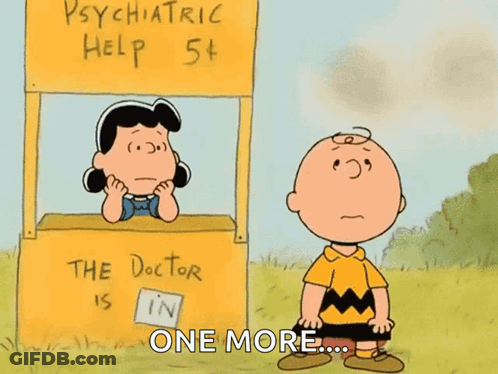 Charlie Brown And Lucy Brown At Psychiatric Help Stand GIF