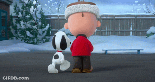 Charlie Brown And Snoopy Are Standing Next To Each Other GIF