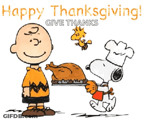 Charlie Brown And Snoopy Happy Thanksgiving Give Thanks GIF