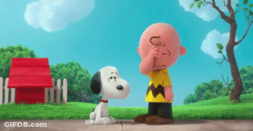 Charlie Brown And Snoopy Looking At Each Other GIF