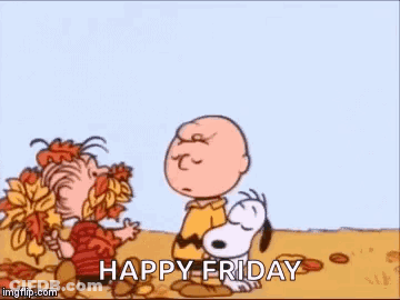 Charlie Brown And Snoopy Sitting In Leaves Happy Friday GIF